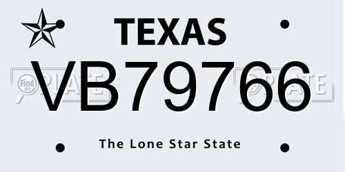 VB79766 Texas License Plate