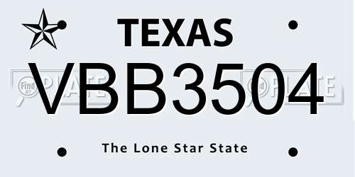 VBB3504 Texas License Plate