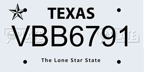 VBB6791 Texas License Plate