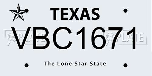 VBC1671 Texas License Plate