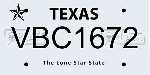 VBC1672 Texas License Plate
