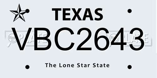 VBC2643 Texas License Plate