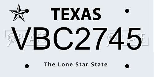 VBC2745 Texas License Plate