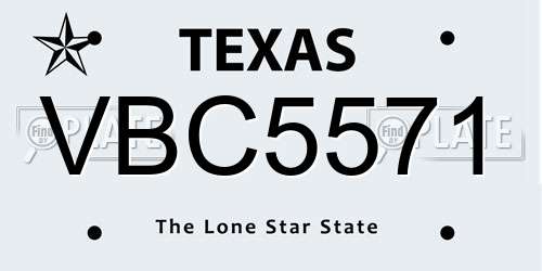 VBC5571 Texas License Plate