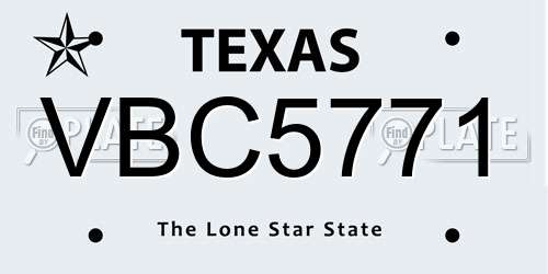 VBC5771 Texas License Plate