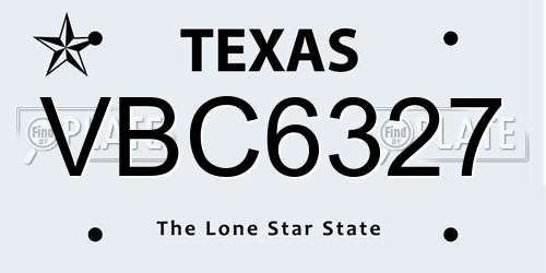 VBC6327 Texas License Plate