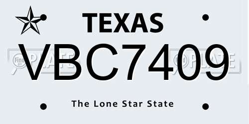 VBC7409 Texas License Plate