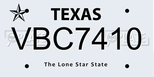 VBC7410 Texas License Plate