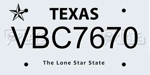 VBC7670 Texas License Plate