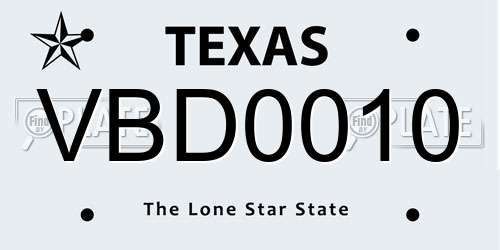 VBD0010 Texas License Plate