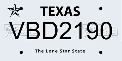 VBD2190 Texas License Plate