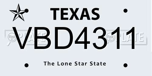 VBD4311 Texas License Plate