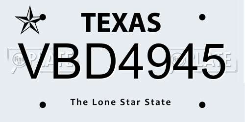 VBD4945 Texas License Plate