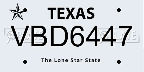VBD6447 Texas License Plate