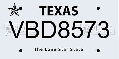 VBD8573 Texas License Plate