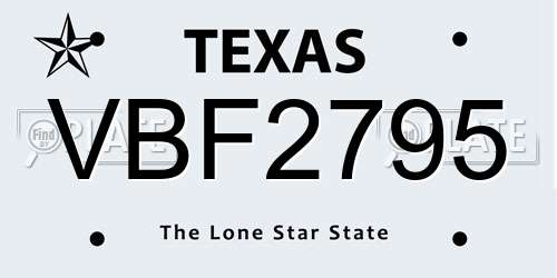 VBF2795 Texas License Plate