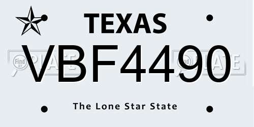 VBF4490 Texas License Plate
