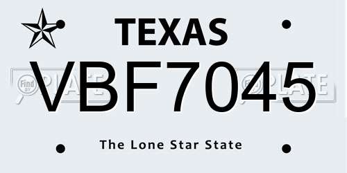 VBF7045 Texas License Plate