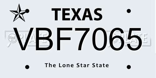 VBF7065 Texas License Plate