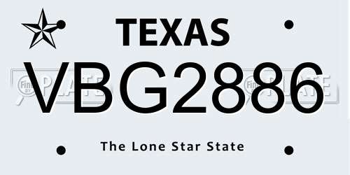 VBG2886 Texas License Plate