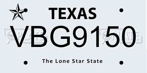 VBG9150 Texas License Plate