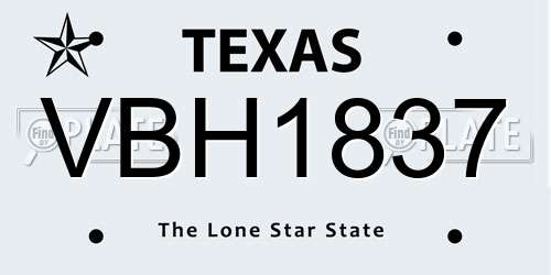 VBH1837 Texas License Plate