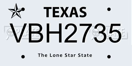 VBH2735 Texas License Plate