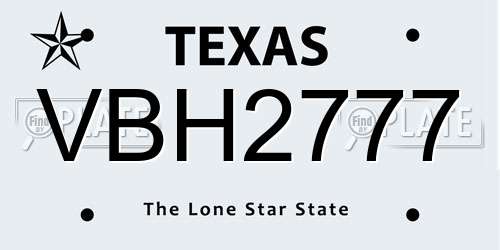 VBH2777 Texas License Plate