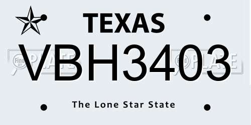 VBH3403 Texas License Plate