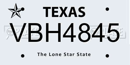 VBH4845 Texas License Plate