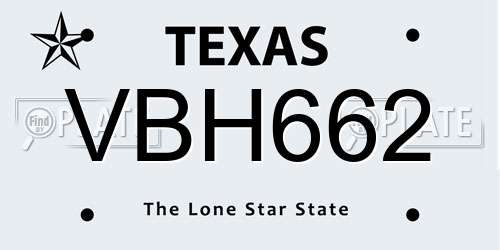 VBH662 Texas License Plate