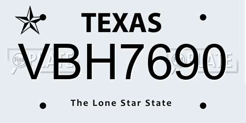 VBH7690 Texas License Plate