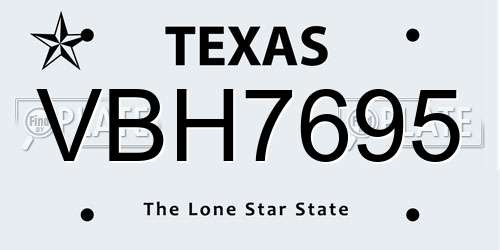 VBH7695 Texas License Plate