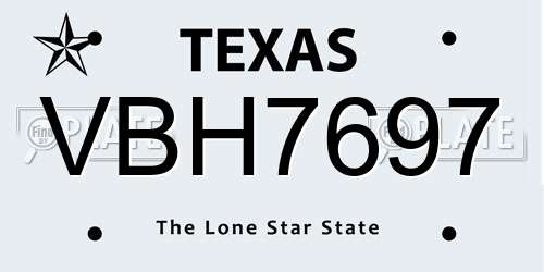 VBH7697 Texas License Plate