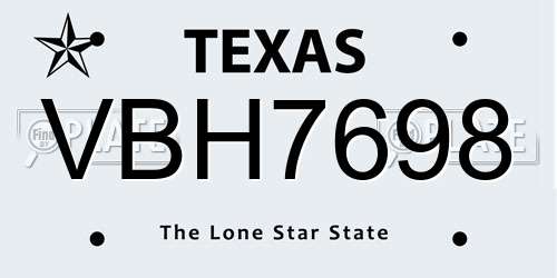 VBH7698 Texas License Plate