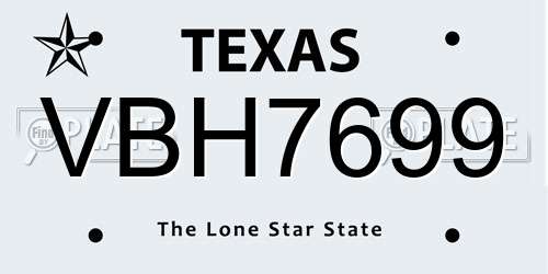 VBH7699 Texas License Plate