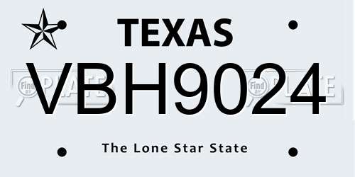 VBH9024 Texas License Plate