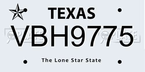 VBH9775 Texas License Plate