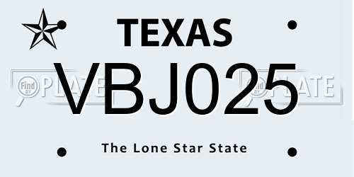 VBJ025 Texas License Plate