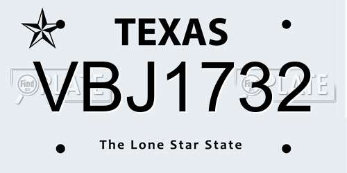 VBJ1732 Texas License Plate