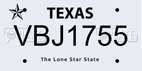 VBJ1755 Texas License Plate