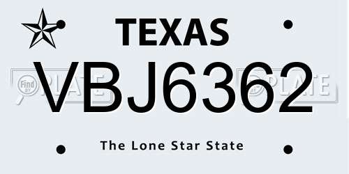 VBJ6362 Texas License Plate