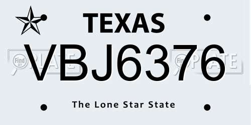 VBJ6376 Texas License Plate