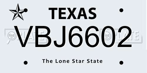 VBJ6602 Texas License Plate