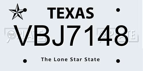 VBJ7148 Texas License Plate
