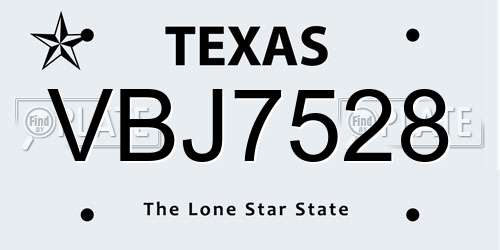 VBJ7528 Texas License Plate