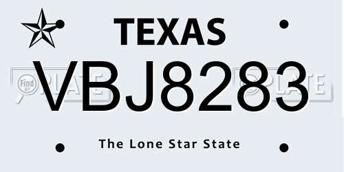 VBJ8283 Texas License Plate