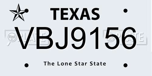 VBJ9156 Texas License Plate