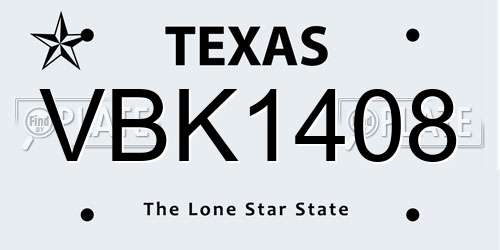 VBK1408 Texas License Plate