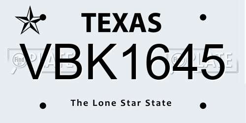 VBK1645 Texas License Plate